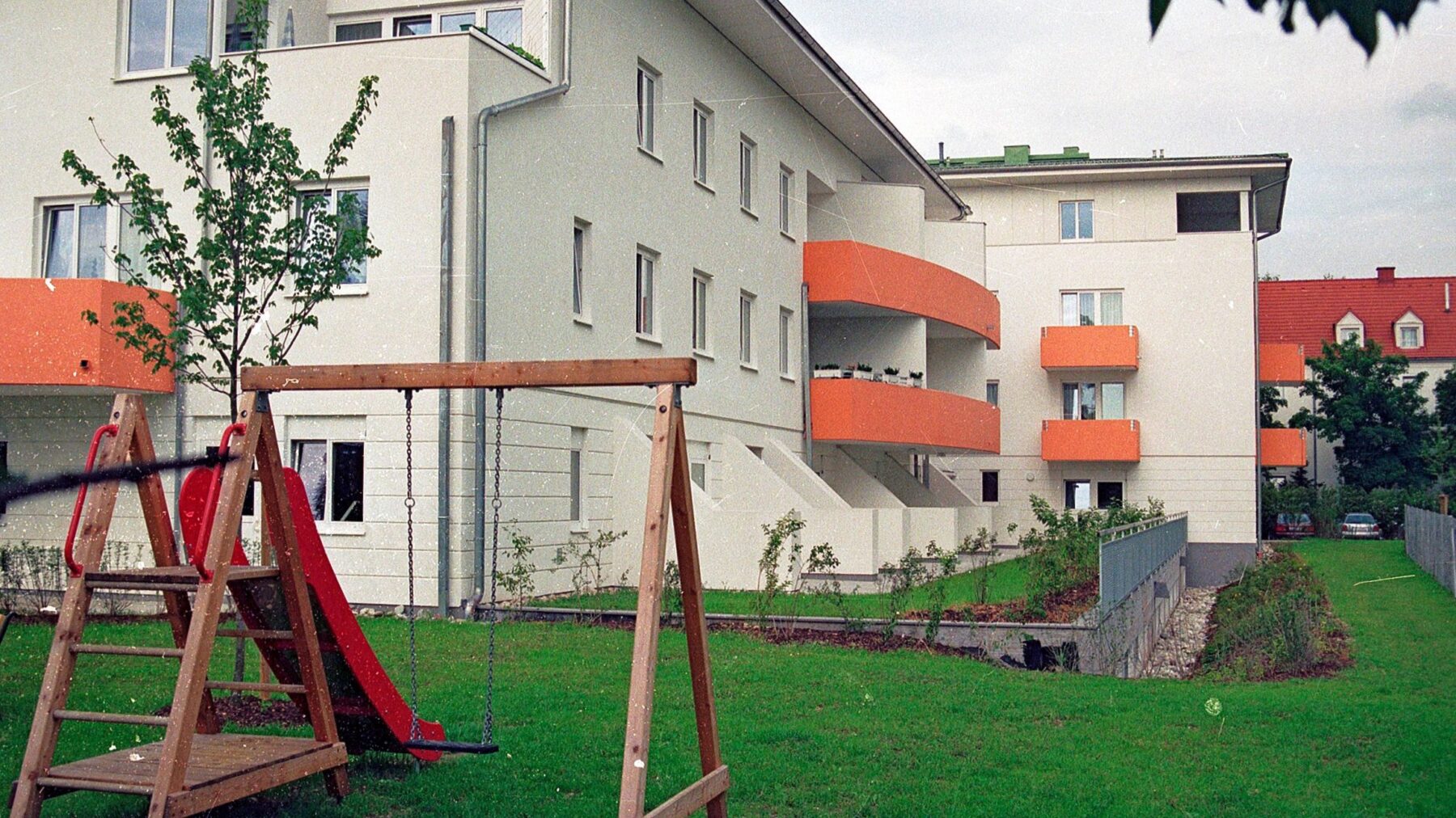 Gartenseitige Außenansicht Wohnverbund Casa Linz