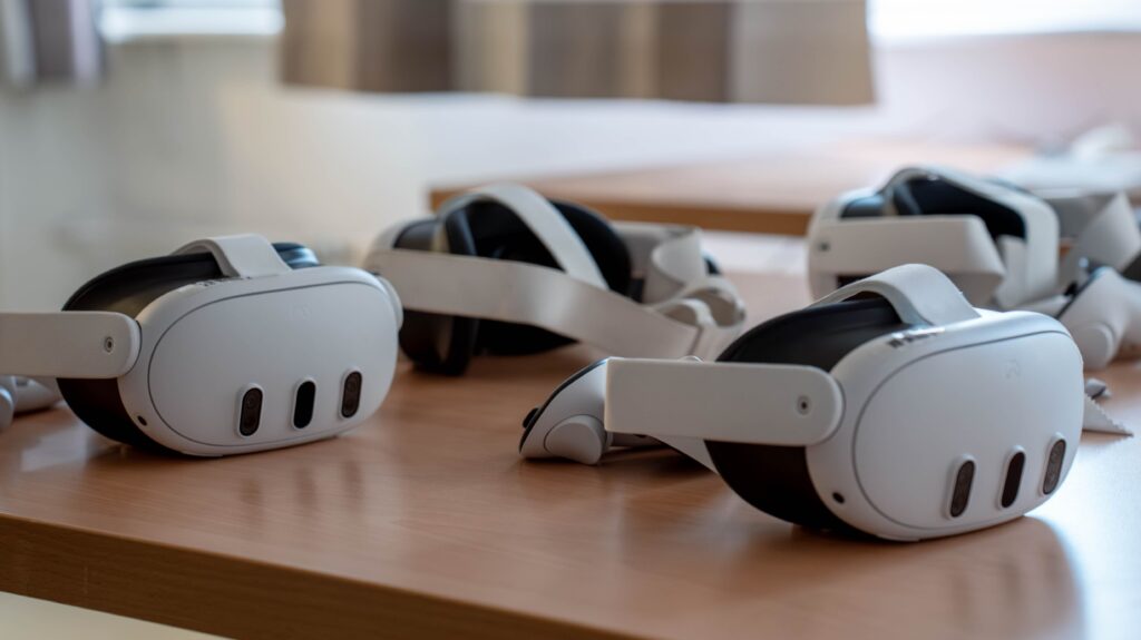 VR Brillen liegen einsatzbereit am Tisch